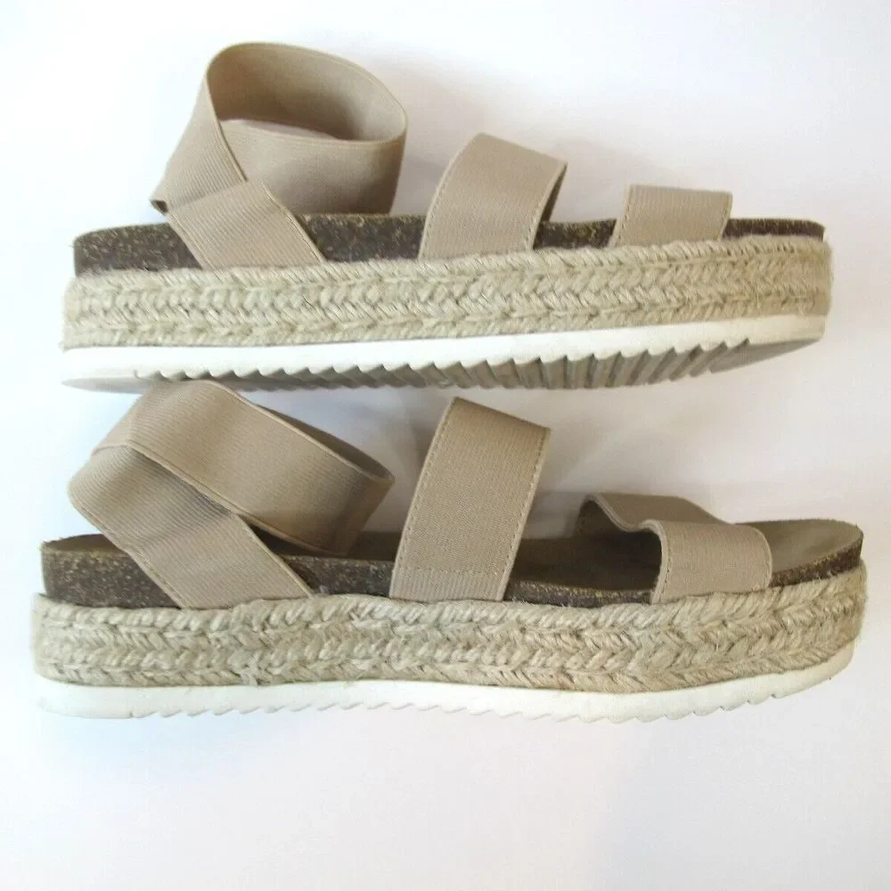 Cushionaire Mandy Elastic Nude Sandals Woman's Size 9 Summer Comfort‎
